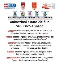 Animazioni estate 2015 in Valli Orco e Soana