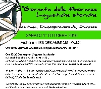 Il primo ottobre ad Oulx, per la Fiera Franca ritorna per la V Edizione la Giornata delle Minoranze linguistiche storiche occitana, francoprovenzale, francese Il primo ottobre ad Oulx, per la Fiera Franca ritorna per la V Edizione la Giornata delle Minoranze linguistiche storiche occitana, francoprovenzale, francese