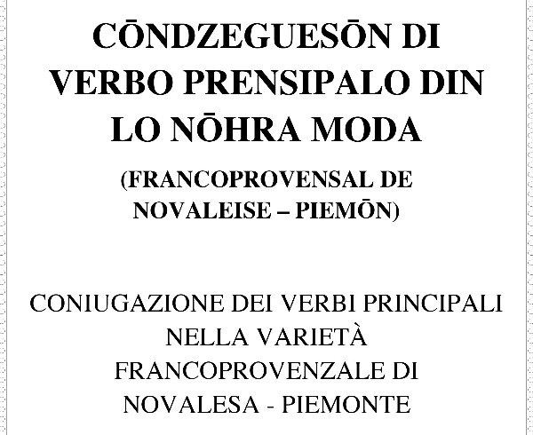 Dispensa sulle coniugazioni verbali della varietà di Novalesa